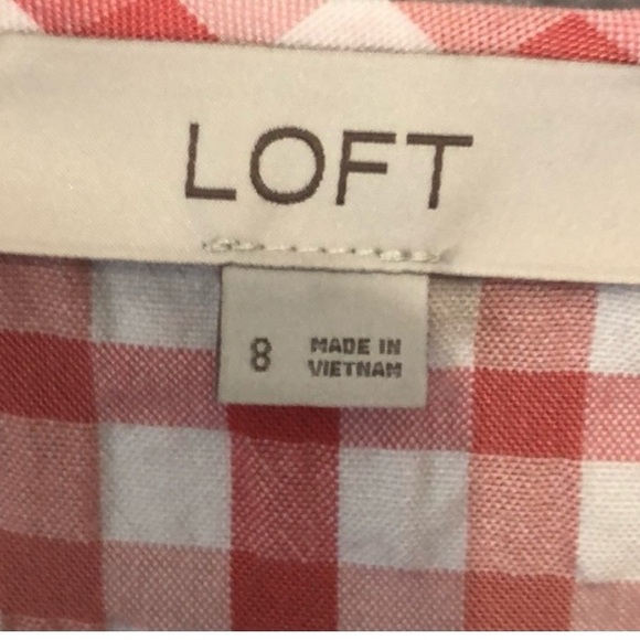 LOFT Peach Gingham Checkered Midi Dress - Picture 6 of 7